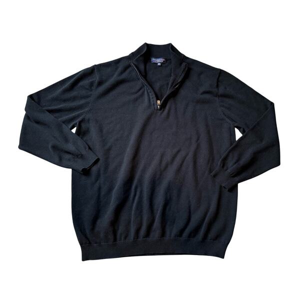 Roundtree & Yorke Mens Sweater, 2XT (TALL), 1/4 zip, Black - Picture 1 of 11